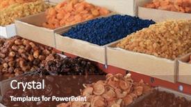  Presentation with market - Slide deck with agriculture caisin - different delicious dried fruits background and a tawny brown colored foreground