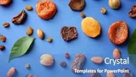  Presentation with nuts and dried fruits - Presentation featuring agriculture caisin - dried apricots raisins and nuts background and a teal colored foreground