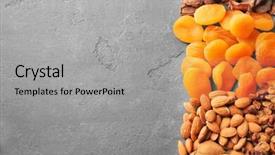  Presentation with nuts and dried fruits - Presentation with agriculture caisin - dried apricots raisins and nuts background and a light gray colored foreground