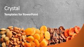  Presentation with nuts - Slides consisting of agriculture caisin - dried apricots raisins and nuts background and a gray colored foreground