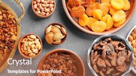  Presentation with nuts - Presentation theme enhanced with agriculture caisin - dried apricots raisins and nuts background and a red colored foreground