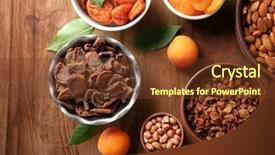  Presentation with nuts - Presentation theme with agriculture caisin - dried apricots raisins and nuts background and a  colored foreground