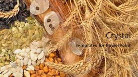  Presentation with agriculture - Colorful slides enhanced with agriculture caisin - dried fruits and cereal seeds backdrop and a gold colored foreground