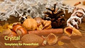  Presentation with dried vine fruit - PPT theme featuring agriculture caisin - dried shelled fruits and raisins background and a  colored foreground