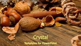  Presentation with nuts and dried fruits - Amazing PPT layouts having agriculture caisin - dried shelled fruits and raisins backdrop and a  colored foreground