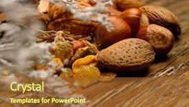  Presentation with nuts and dried fruits - Beautiful presentation theme featuring agriculture caisin - dried shelled fruits and raisins backdrop and a  colored foreground