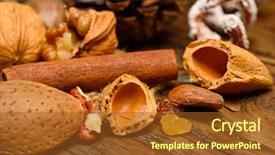  Presentation with fruits - Beautiful presentation theme featuring agriculture caisin - dried shelled fruits and raisins backdrop and a  colored foreground