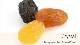  Presentation with leafy produce fruit dairy - Presentation design enhanced with agriculture caisin - raisins fruit isolated on white background and a yellow colored foreground