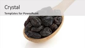  Presentation with spoon - Presentation consisting of agriculture caisin - raisins in spoon isolated background and a  colored foreground