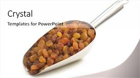  Presentation with agriculture - Presentation theme featuring agriculture caisin - raisins isolated on white background background and a white colored foreground