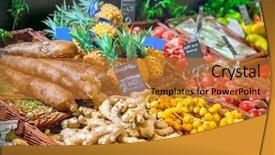  Presentation with cassava - Slide set featuring agriculture cassava - vegetables at the market background and a gold colored foreground