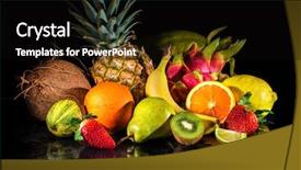  Presentation with fruit splash - Beautiful PPT theme featuring fruits on black background backdrop and a tawny brown colored foreground