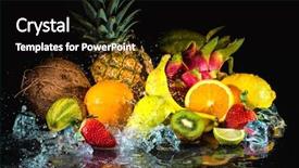  Presentation with fruit splash - Amazing PPT theme having fruits on black background backdrop and a black colored foreground