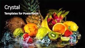  Presentation with splash fruits - PPT theme with agriculture pineapple - fruits on black background background and a black colored foreground
