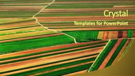  Presentation with agricultural machinery - PPT layouts having agriculture crop - aerial agricultural landscape background and a tawny brown colored foreground