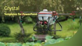  Presentation with agriculture fertilizer - PPT layouts having agriculture-drone-carry-a-tank background and a tawny brown colored foreground