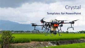  Presentation with agriculture drone - PPT theme with agriculture-drone-farming-fly background and a sky blue colored foreground
