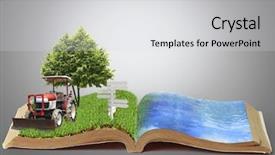  Presentation with open book - Slide deck consisting of agriculture education - open book background and a light gray colored foreground