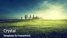  Presentation with agriculture field - Beautiful theme featuring agriculture field - classic tuscan views in spring backdrop and a navy blue colored foreground