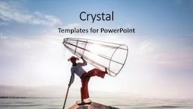  Presentation with fishing net - Beautiful PPT layouts featuring agriculture fishing - burma myanmar inle lake fisherman backdrop and a light blue colored foreground