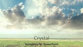  Presentation with agriculture field - PPT theme featuring agriculture green field with sunflowers in sunset time and clouds over it background and a mint green colored foreground