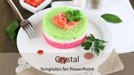  Presentation with napkins - Amazing presentation theme having colored rice on plate on napkins on wooden table backdrop and a coral colored foreground