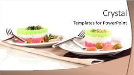  Presentation with napkin - Beautiful theme featuring colored rice on plates backdrop and a white colored foreground