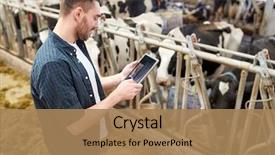  Presentation with agriculture technology - Beautiful theme featuring agriculture industry farming people technology backdrop and a coral colored foreground