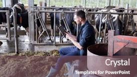  Presentation with computer agriculture - Slide deck with farmers network - agriculture industry farming people technology background and a violet colored foreground