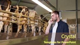  Presentation with agriculture technology - PPT theme featuring agriculture industry farming technology people background and a tawny brown colored foreground