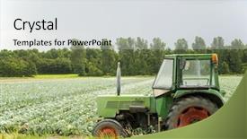  Presentation with agriculture mechanization - PPT theme having agriculture landscape with cabbages background and a light gray colored foreground
