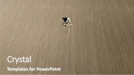  Presentation with tractor - Audience pleasing PPT theme consisting of agriculture mechanization - aerial photo overhead tractor backdrop and a coral colored foreground