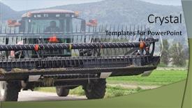  Presentation with agriculture mechanization - Presentation theme consisting of agriculture mechanization - agricultural machinery after harvest background and a light blue colored foreground
