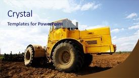  Presentation with agriculture mechanization - Cool new PPT theme with agriculture mechanization - agricultural tractor backdrop and a sky blue colored foreground