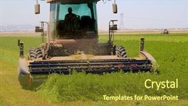  Presentation with agriculture mechanization - Presentation theme having agriculture mechanization - combine harvester cutting a field background and a tawny brown colored foreground