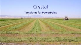  Presentation with agriculture mechanization - Presentation theme consisting of agriculture mechanization - combine harvester cutting a field background and a sky blue colored foreground