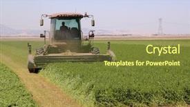  Presentation with agriculture field - Presentation theme having agriculture mechanization - combine harvester cutting a field background and a tawny brown colored foreground