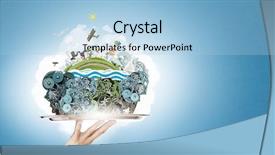  Presentation with modern agriculture - Beautiful PPT theme featuring agriculture mechanization - ecologically clean modern life backdrop and a light blue colored foreground