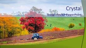  Presentation with farm - Presentation design with agriculture mechanization - farm work background and a sky blue colored foreground