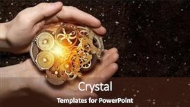  Presentation with mechanism - Beautiful PPT layouts featuring agriculture mechanization - gears mechanism in hands backdrop and a tawny brown colored foreground