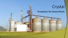  Presentation with silo - Theme enhanced with agriculture mechanization - grain storage silo background and a light blue colored foreground