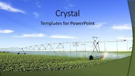  Presentation with potato - PPT theme with agriculture mechanization - irrigating a potato field background and a light blue colored foreground