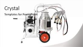  Presentation with agriculture mechanization irrigation machine - PPT layouts consisting of agriculture mechanization - milking machine isolated background and a white colored foreground