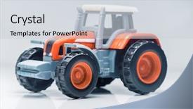  Presentation with agriculture mechanization - PPT theme enhanced with agriculture mechanization - small red toy tractor background and a light gray colored foreground