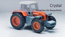  Presentation with tractor - Amazing theme having agriculture mechanization - small red toy tractor backdrop and a light gray colored foreground