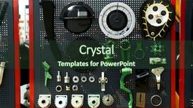  Presentation with spare parts - PPT theme with agriculture mechanization - stand with spare parts background and a tawny brown colored foreground