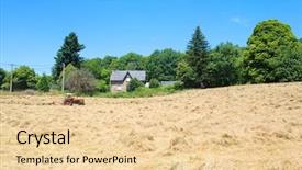  Presentation with summer wheat field blue - Presentation theme with agriculture mechanization - turning the grass harvest background and a lemonade colored foreground