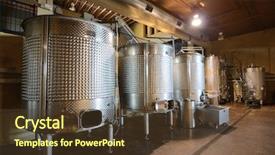  Presentation with cellar - Slide deck enhanced with agriculture mechanization - vats in a cellar wine background and a tawny brown colored foreground