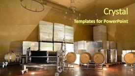  Presentation with agriculture mechanization - Beautiful slide deck featuring agriculture mechanization - wine pressing room backdrop and a tawny brown colored foreground