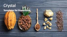  Presentation with cocoa - Slide deck with agriculture pineapple - composition with cocoa products background and a ocean colored foreground